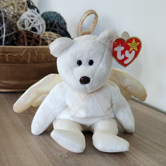 🧸 Ty Beanie Baby Halo the Angel Bear 1998 Plush – Wings & Halo, Good Condition - Picture 12 of 14